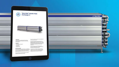 Brochure PD de l’échangeur thermique tubulaire Tetra Pak C sur une tablette