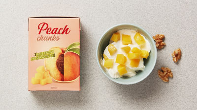 tetra recart package peach in a bowl