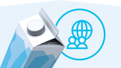 Tetra Rex carton and people and globe icon