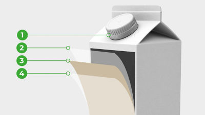 Packaging material layers Tetra Rex plant-based carton package for non-oxygen-sensitive products