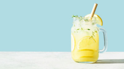 Lemonade in a glass with a straw