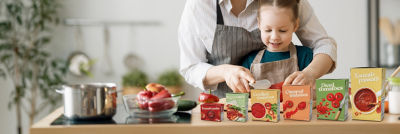 Tomato products in Tetra Recart carton packages in different sizes