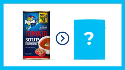 Cans vs cartons: Canned soup and blue Tetra Recart carton package