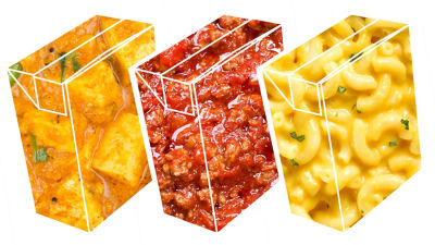 Ready meals in transparent carton packages