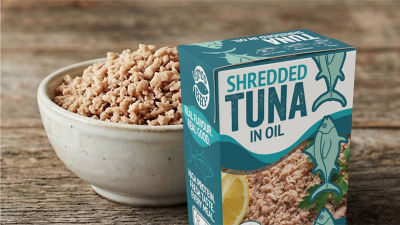 Shredded tuna in Tetra Recart carton and in bowl