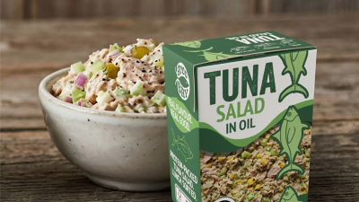 Tuna salad in Tetra Recart carton and in bowl