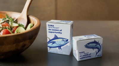 Tuna in Tetra Recart carton packages and tuna salad