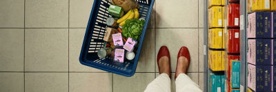 Tuna in Tetra Recart cartons in shopping cart
