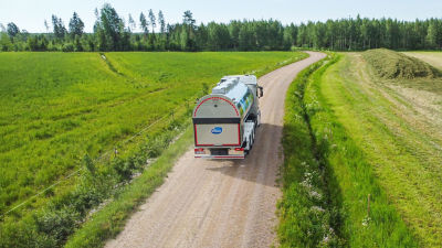 Valio milk truck on the road