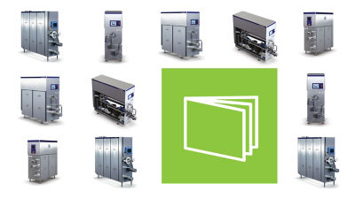 Ice cream freezers and brochure icon