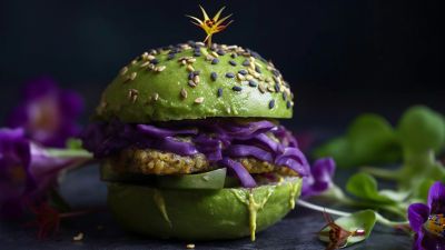 hamburguesa vegana saludable en un plato