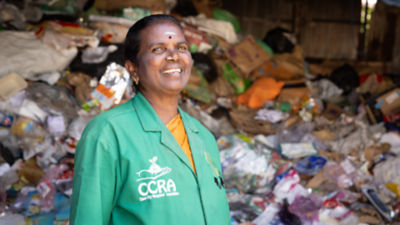 Waste collection worker in India
