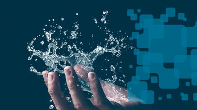 Water splashing in a hand