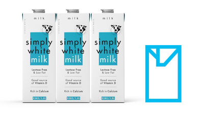 White milk in Tetra Brik Aseptic carton packages and package icon