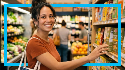 Woman in supermarket shopping dry goods