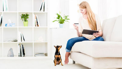 woman with little dog