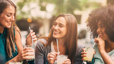 Women drinking soft drinks