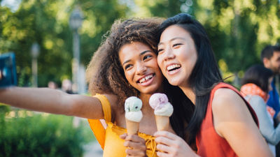 Women eating ice cream