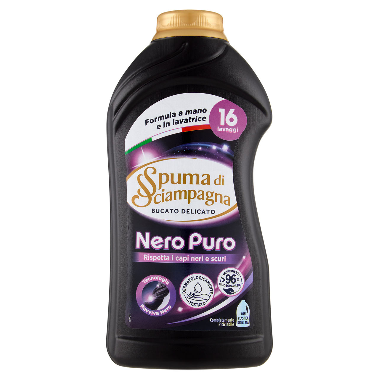 Detersivo liquido delicati spuma di sciampagna igienizzante nero puro 16lv l 0,8 - Immagine 01