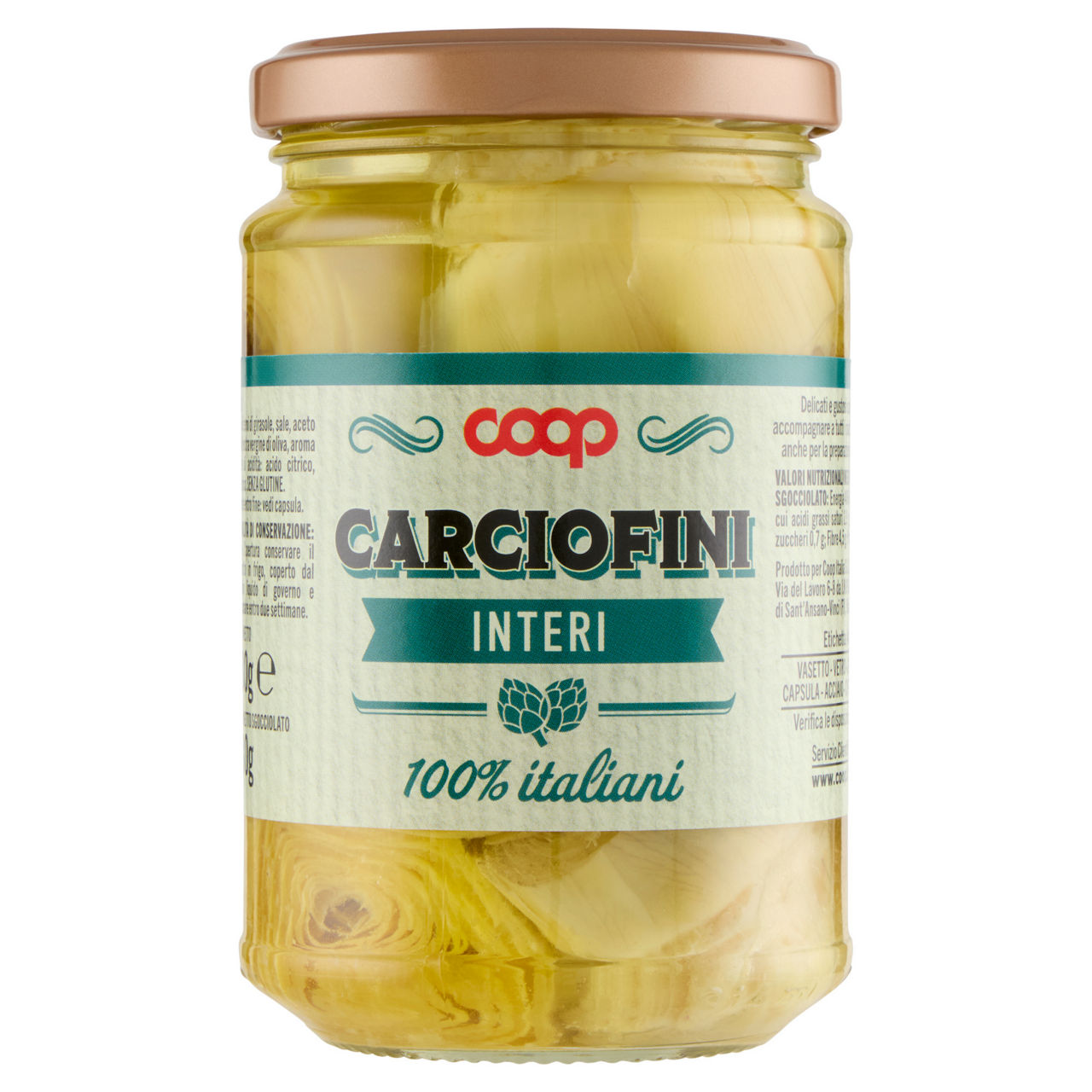 Carciofini interi coop olio girasole vaso vetro gr 280