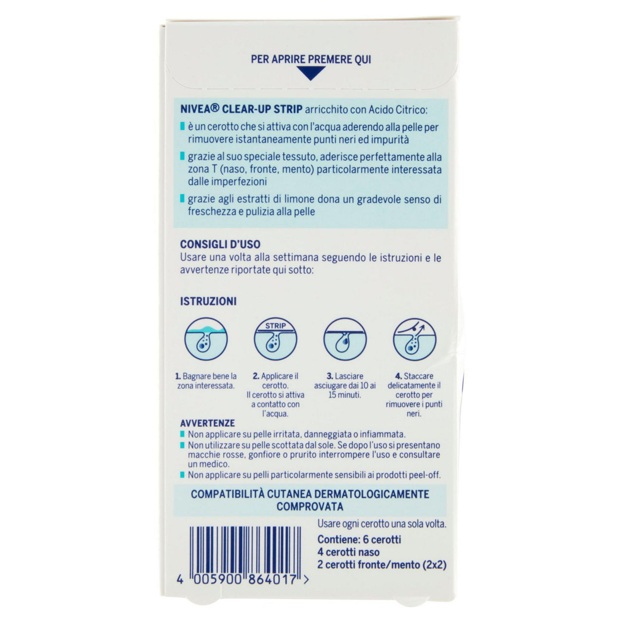 Cerotti anti punti neri per la zona T Clear-Up Strip 4 pz naso + 2 pz mento - Immagine 51