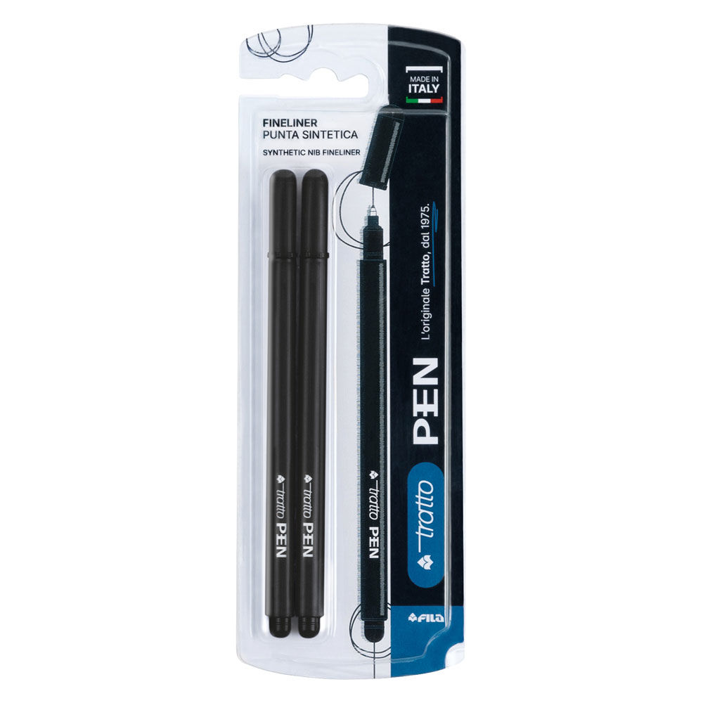 Penna a punta sintetica Tratto Pen nero 2 pz