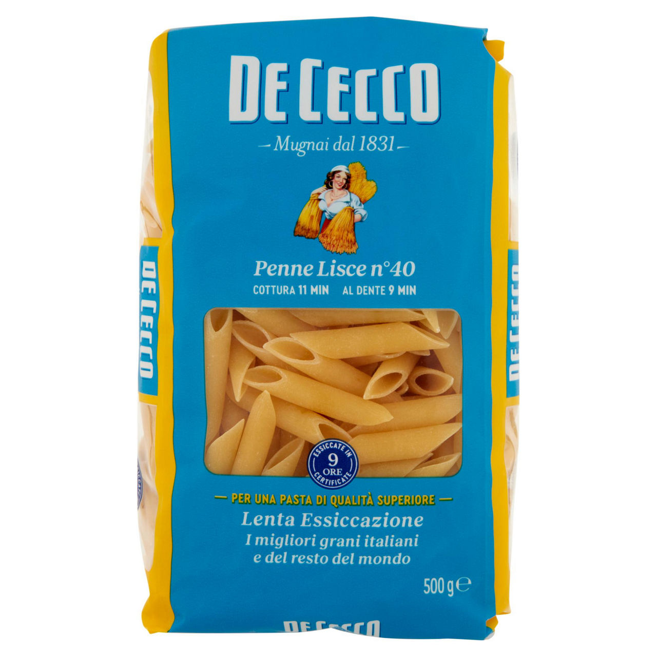 Penne lisce n. 40 pasta di semola di grano duro 500 gr