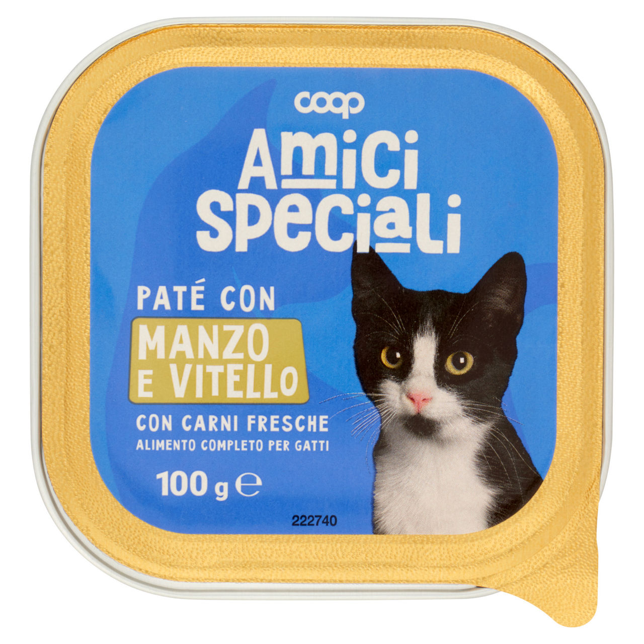 Pate per gatto manzo/vitello amici speciali coop vaschetta 100g