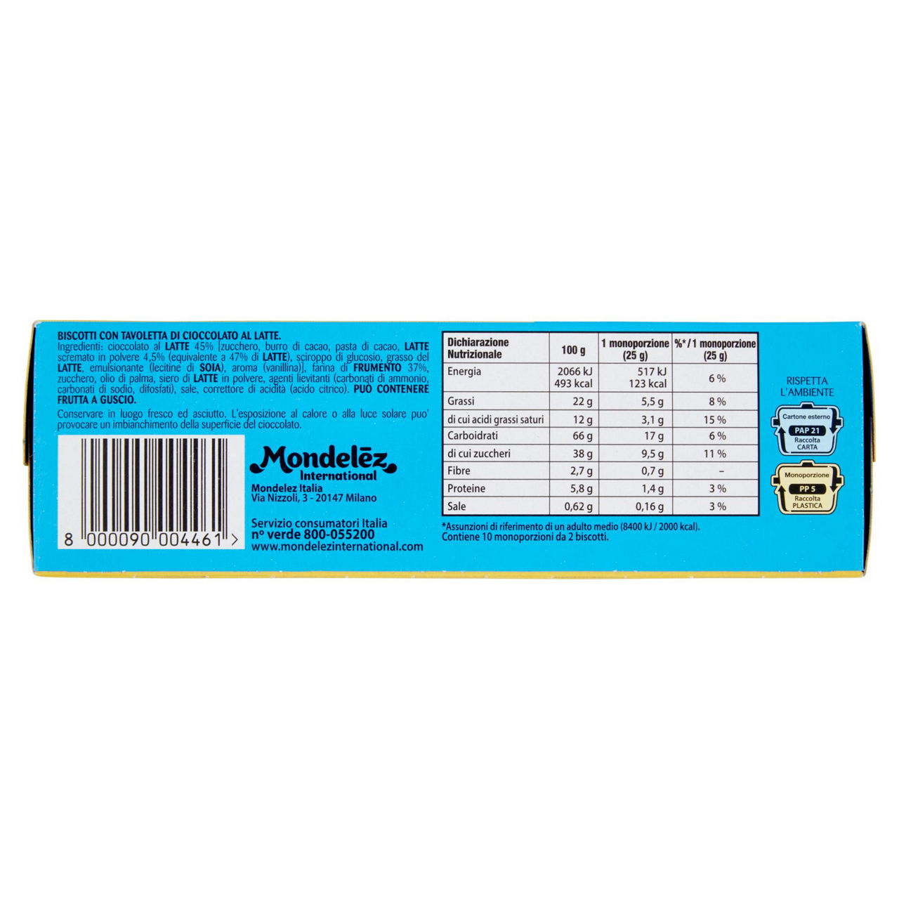 Biscotto con tavoletta di cioccolato al latte 10 monoporzioni x 25 gr - Immagine 51
