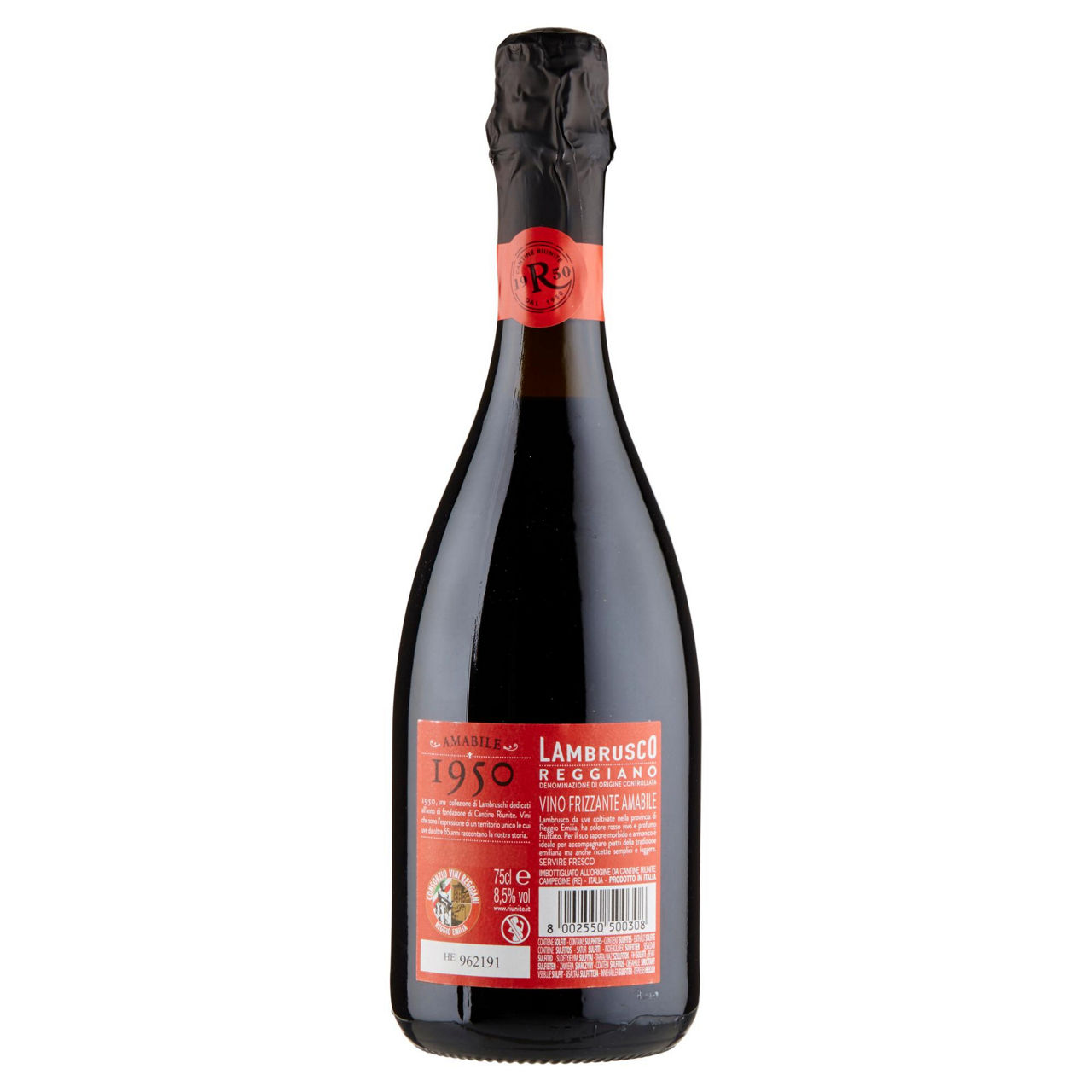 Vino rosso frizzante Lambrusco Reggiano DOC Amabile 750 ml - Immagine 41