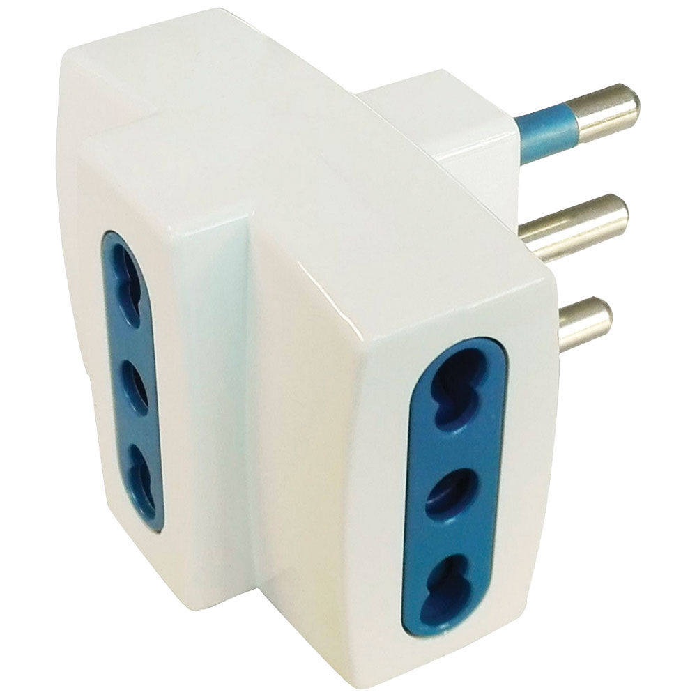 Adattatore c/spina 16a 2p+ t e 3 prese biv.10/16a 2p +t imq - Immagine 01