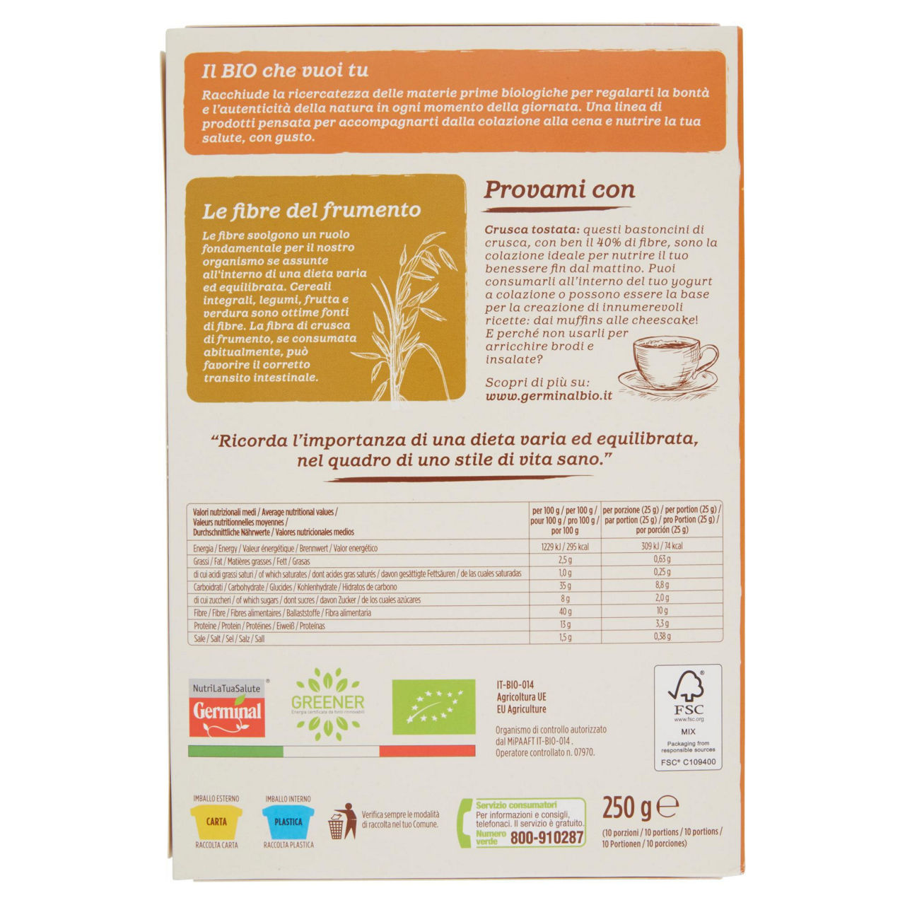 Bastoncini di crusca tostata bio 250 gr - Immagine 21