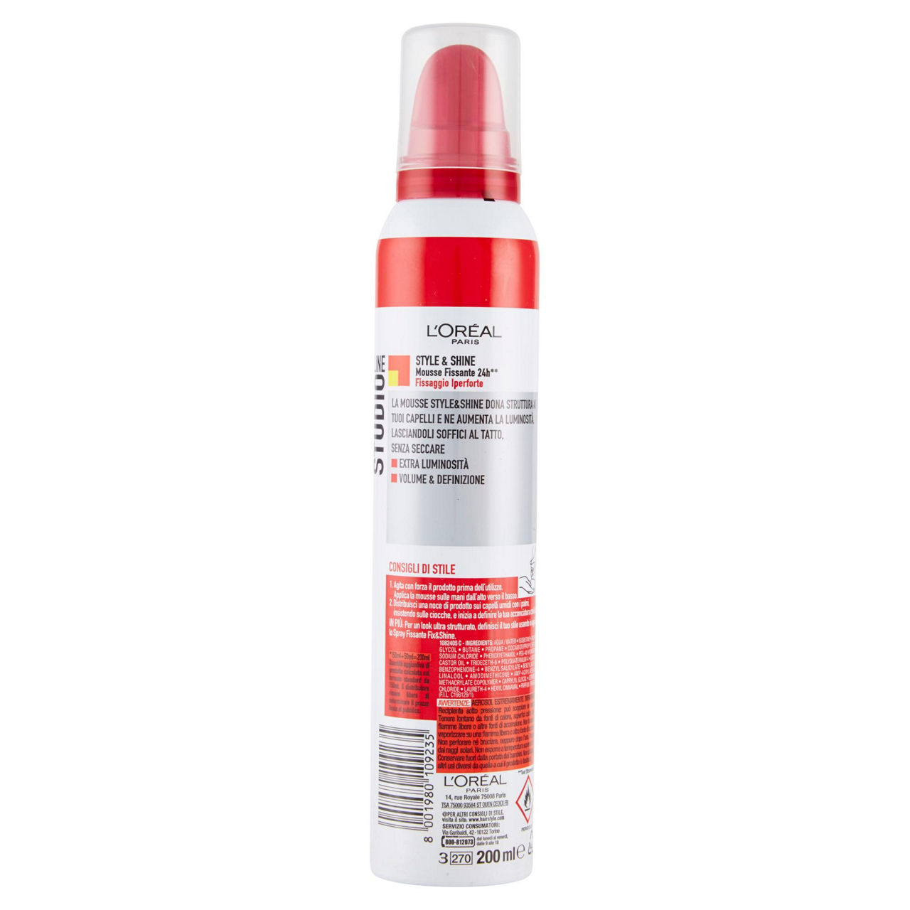 Studio line  mousse style&shine iperforte spray bombola ml.200 - Immagine 21