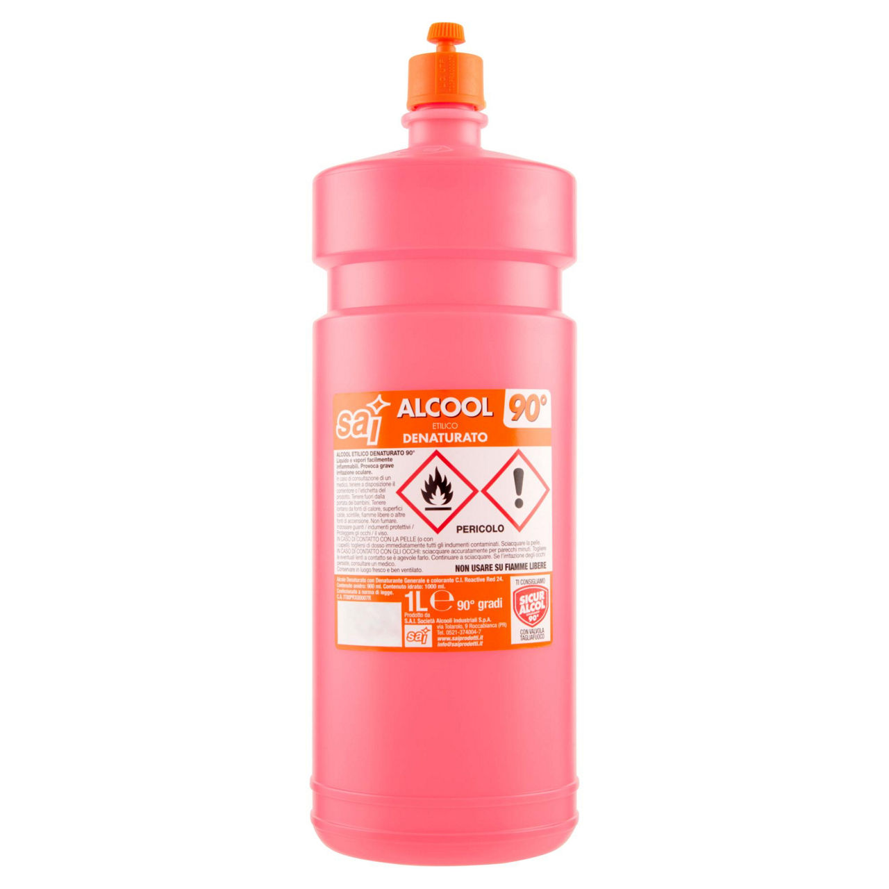 Alcool denaturato rosso 90gradi flacone lt.1 - Immagine 01