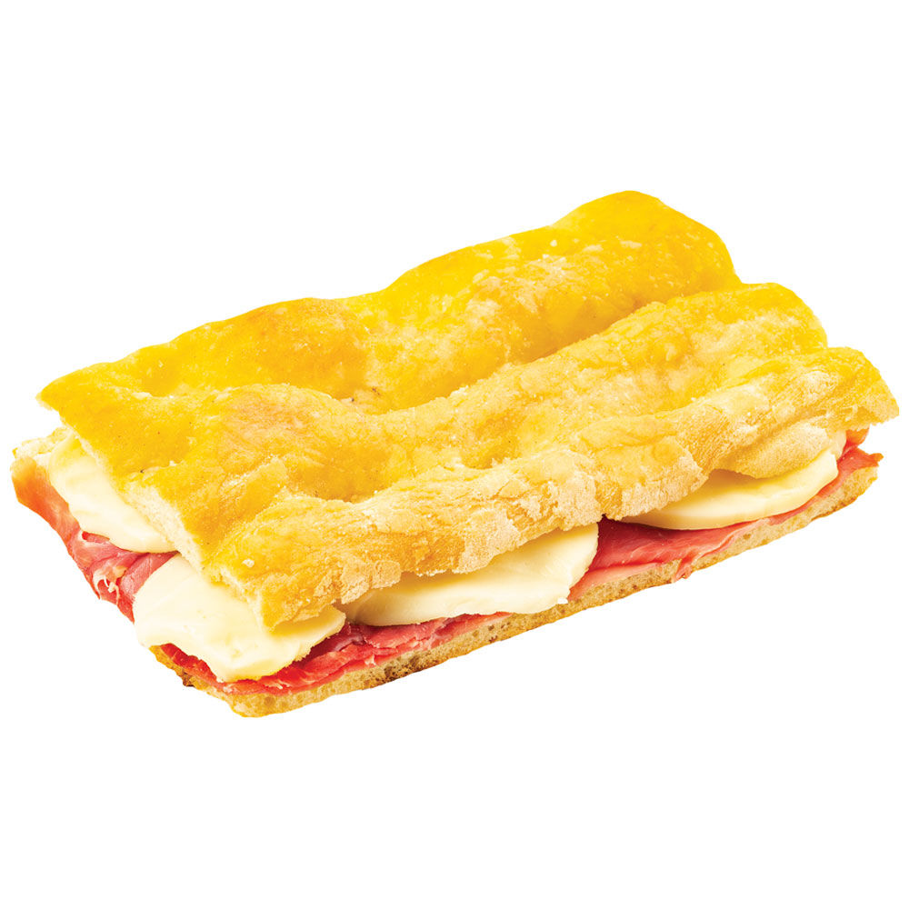 Schiacciata farcita con crudo e mozzarella