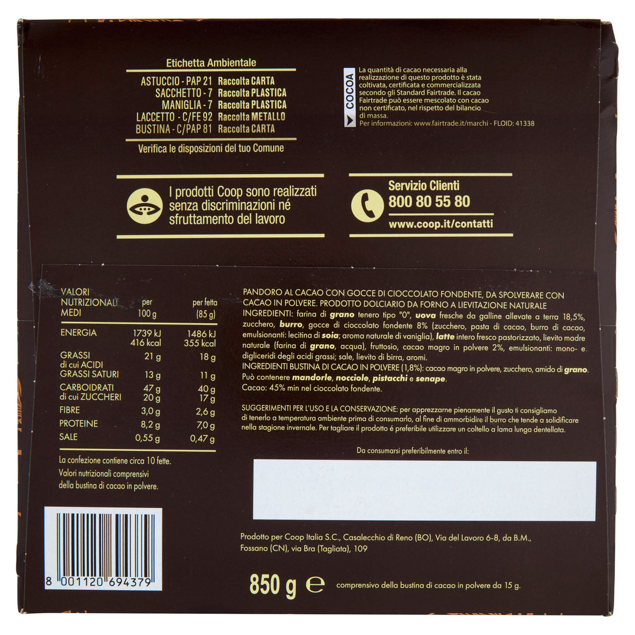 Pandoro scuro con gocce di cioccolato 850 gr - 4