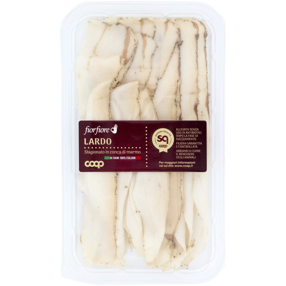 Lardo stagionato in conca di marmo a fette 70 gr