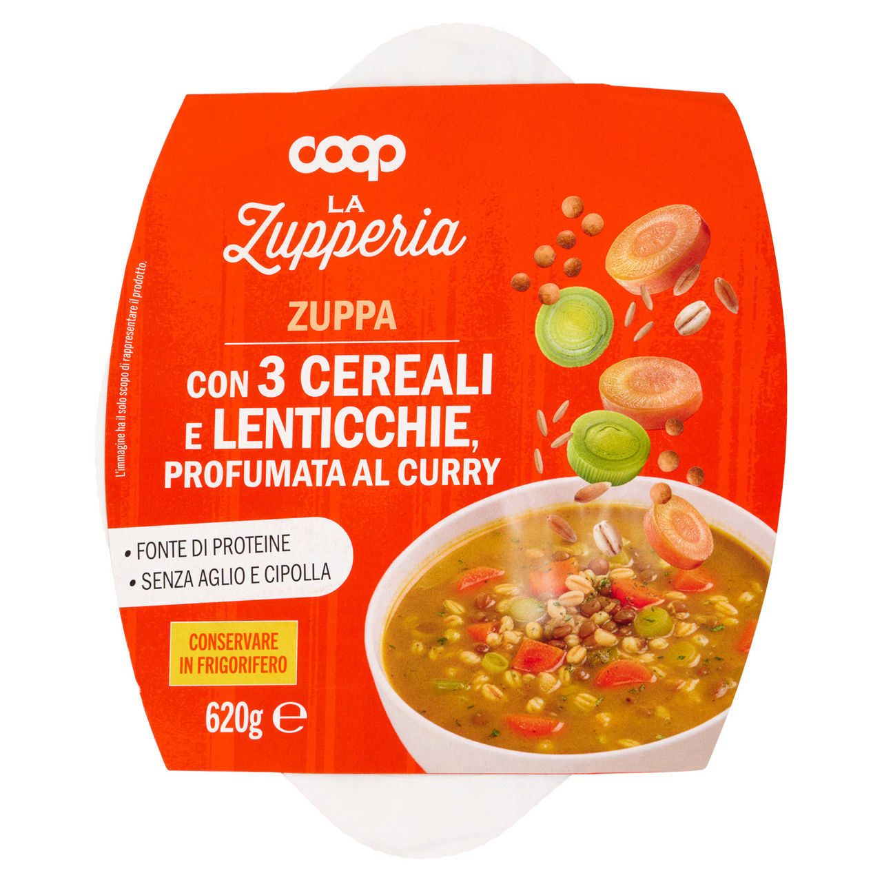 Zuppa con 3 cereali e lenticchie profumata al curry 620 gr