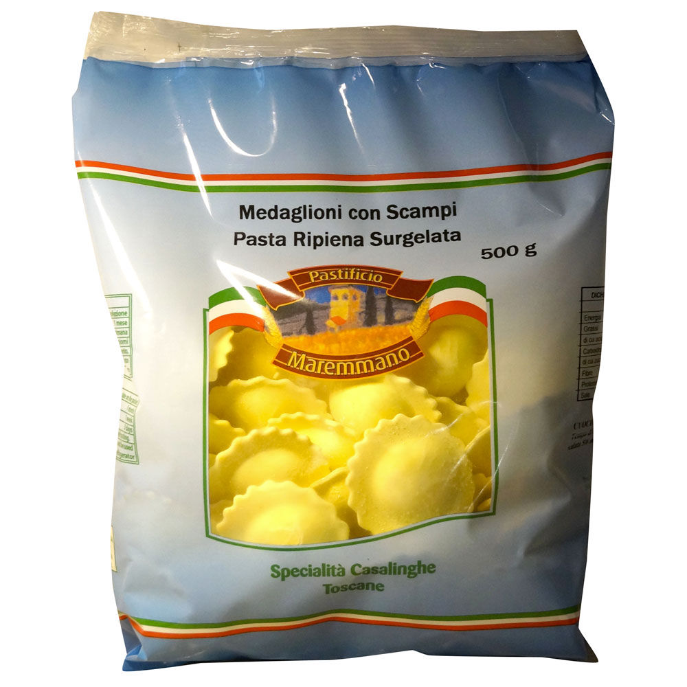 Medaglioni con scampi pasta ripiena surgelata 500 gr