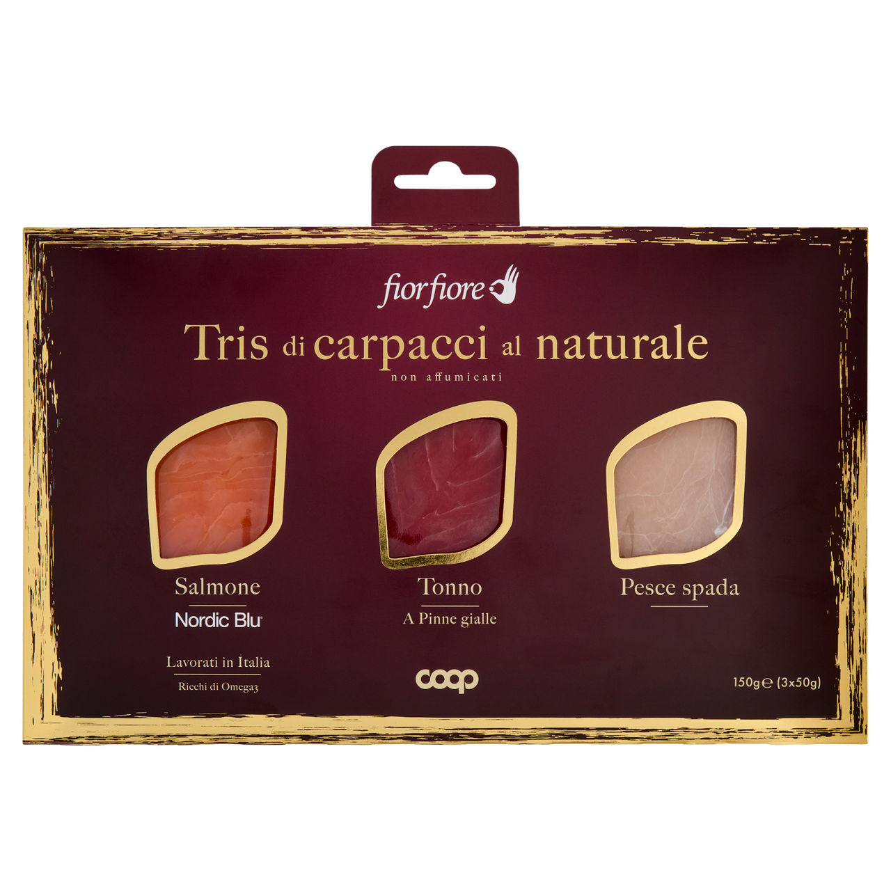 Tris di carpacci al naturale salmone spada e tonno 150 gr