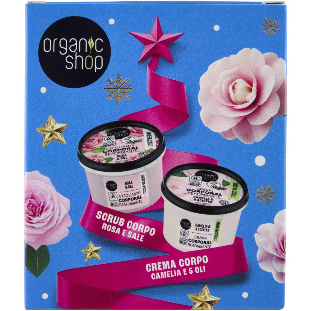 Confezione regalo scrub rosa e sale con crema corpo camelia 1 pz