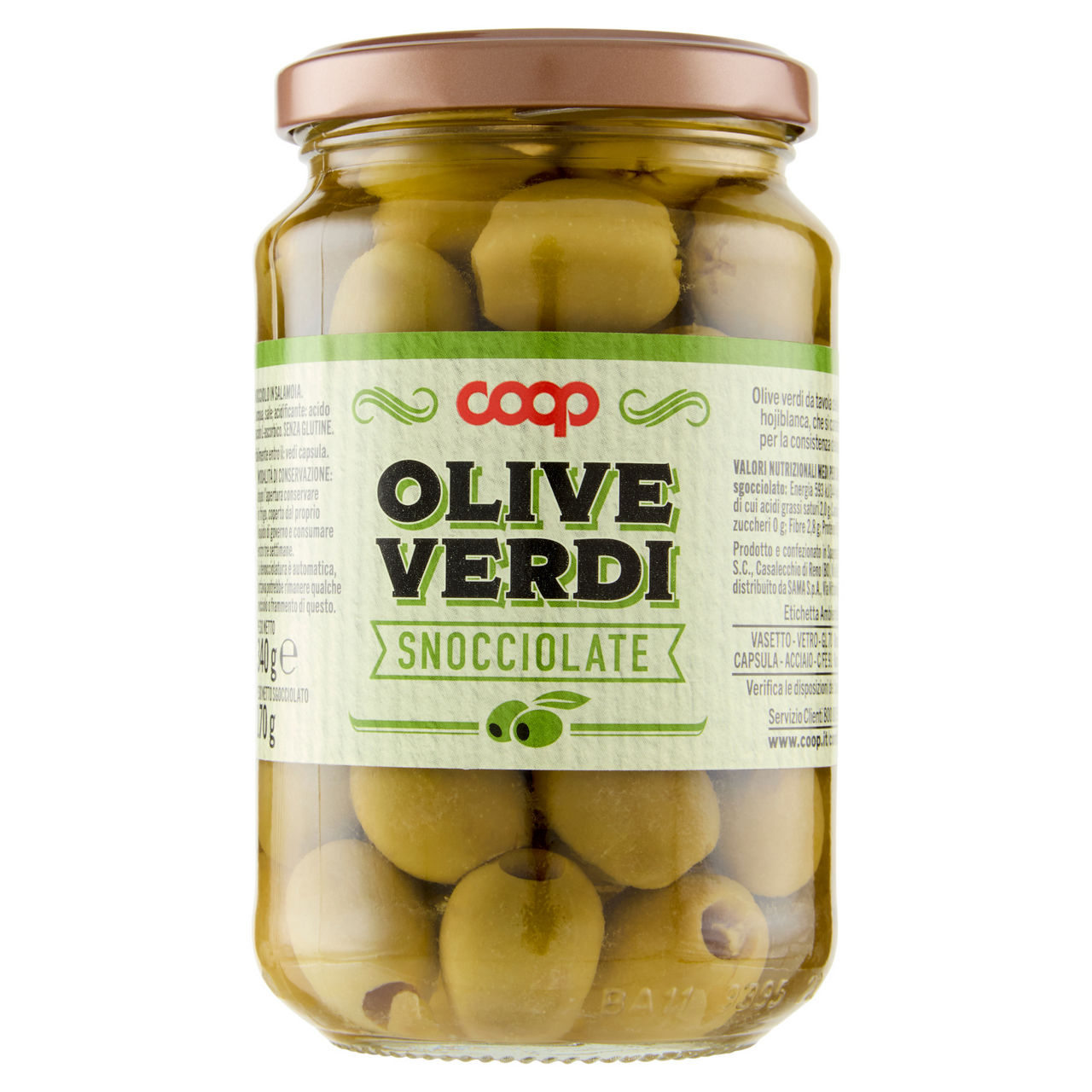Olive verdi coop snocciolate in salamoia vaso vetro g 170