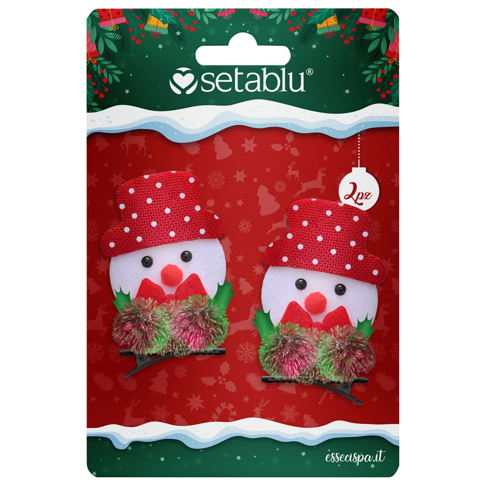 Fermagli per capelli pupazzo di neve Natale 2 pz