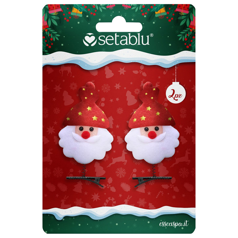 Fermagli per capelli Babbo Natale 2 pz