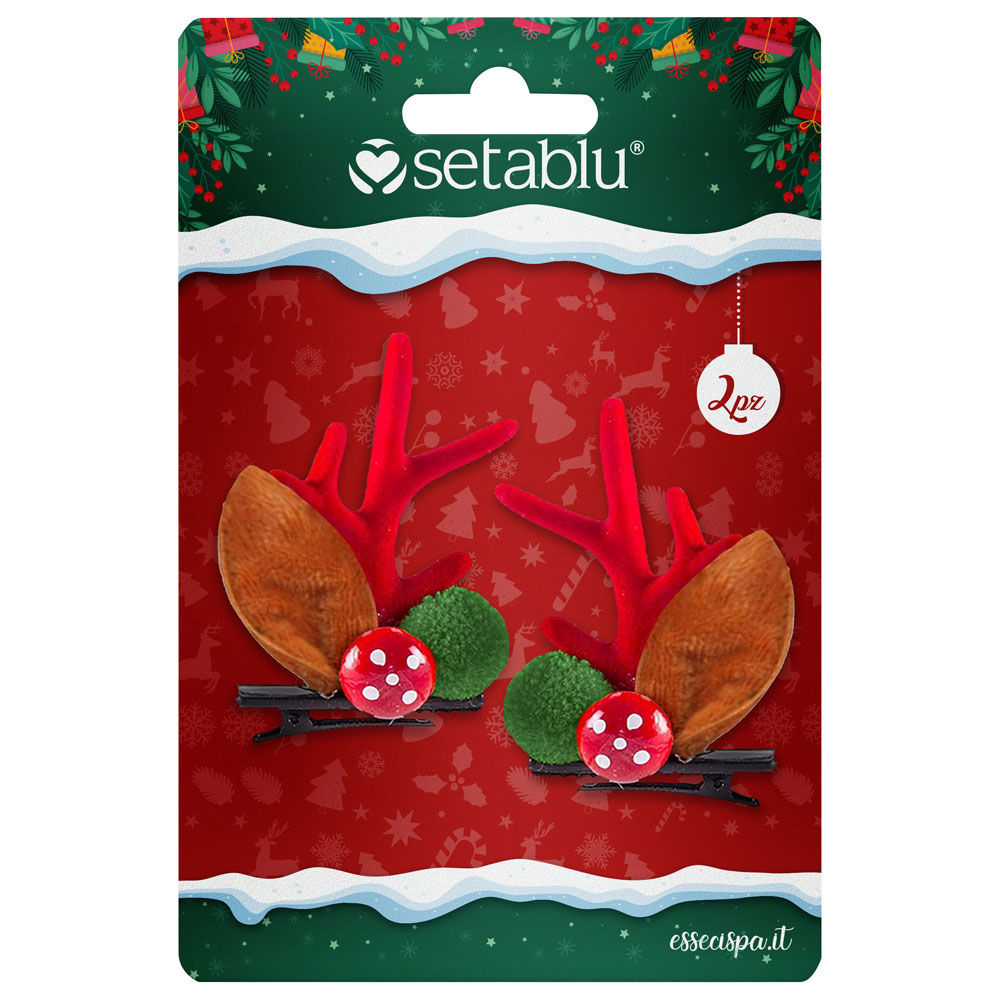 Fermagli per capelli renna di Natale 2 pz