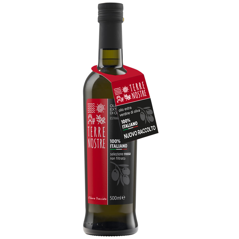 Olio extra vergine di oliva 100% Italiano non filtrato Selezione Rossa 500 ml