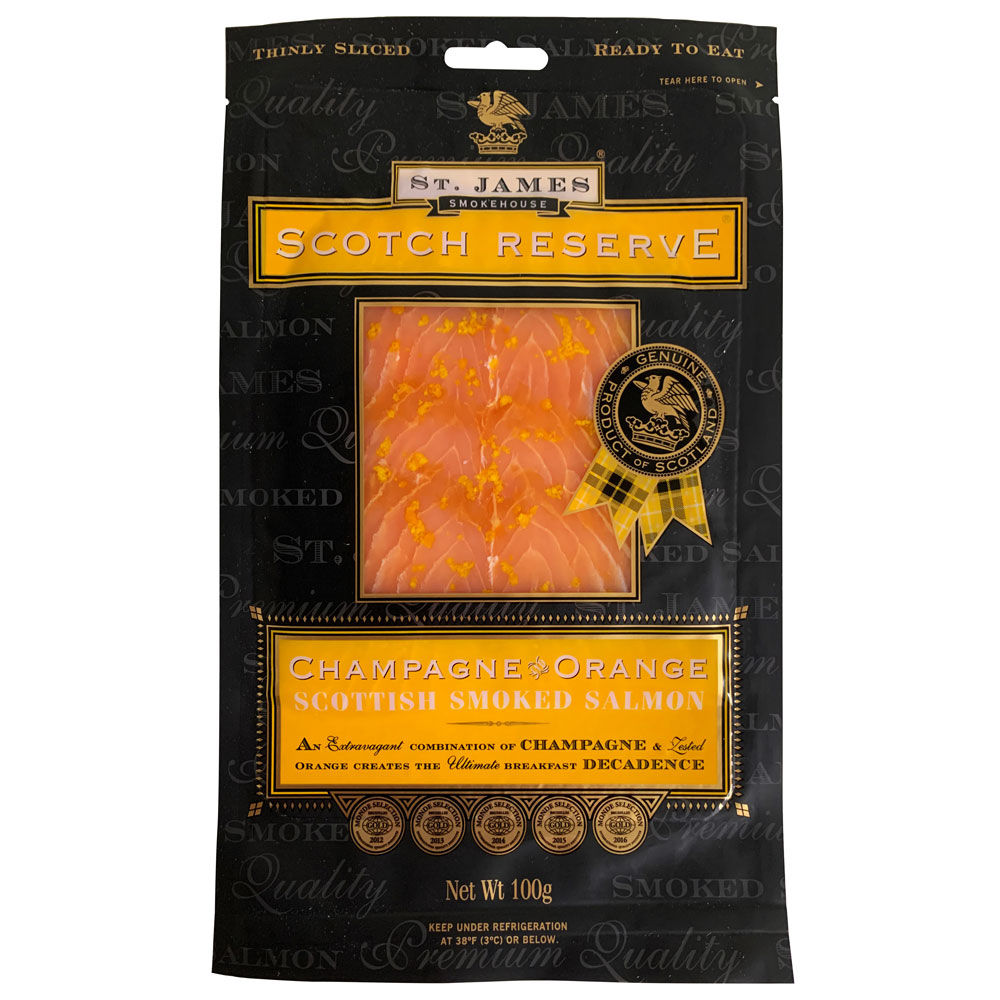 Salmone Scozzese affumicato con champagne e arancia 100 gr
