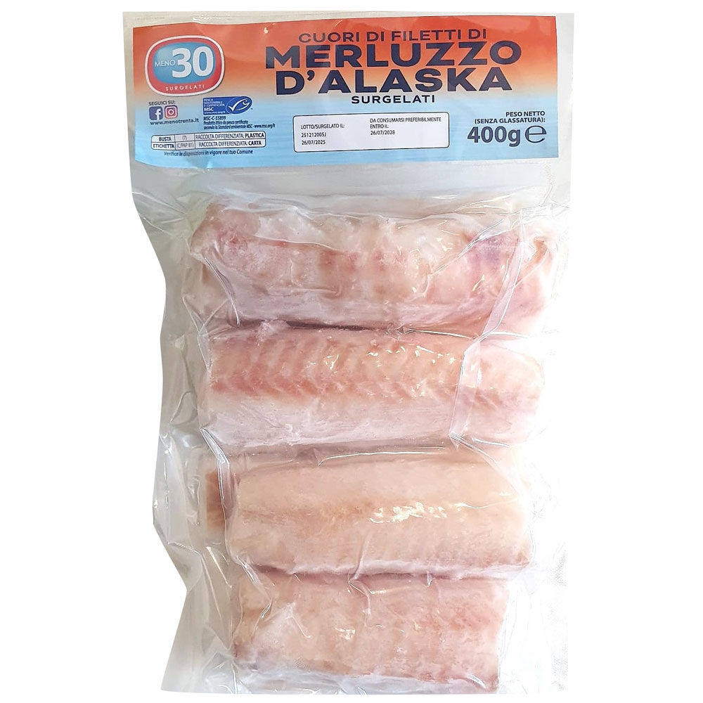 Cuori di merluzzo d'Alaska surgelati 4 pz 400 gr