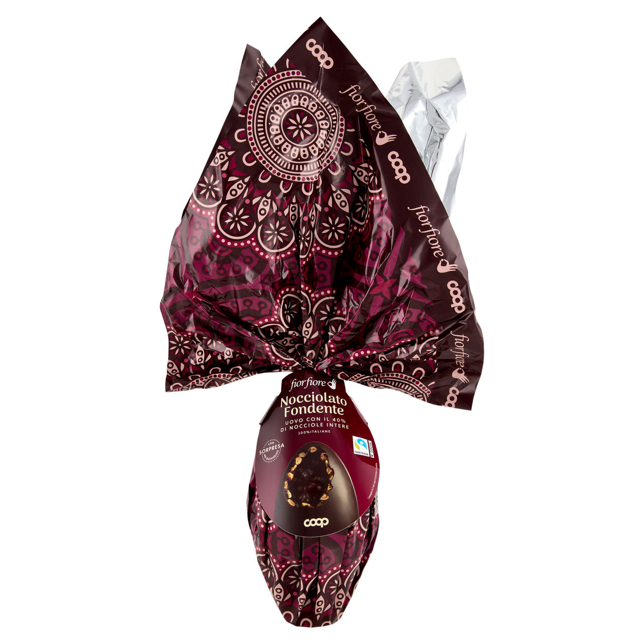 Uovo di cioccolato fondente con nocciole intere 450 gr 