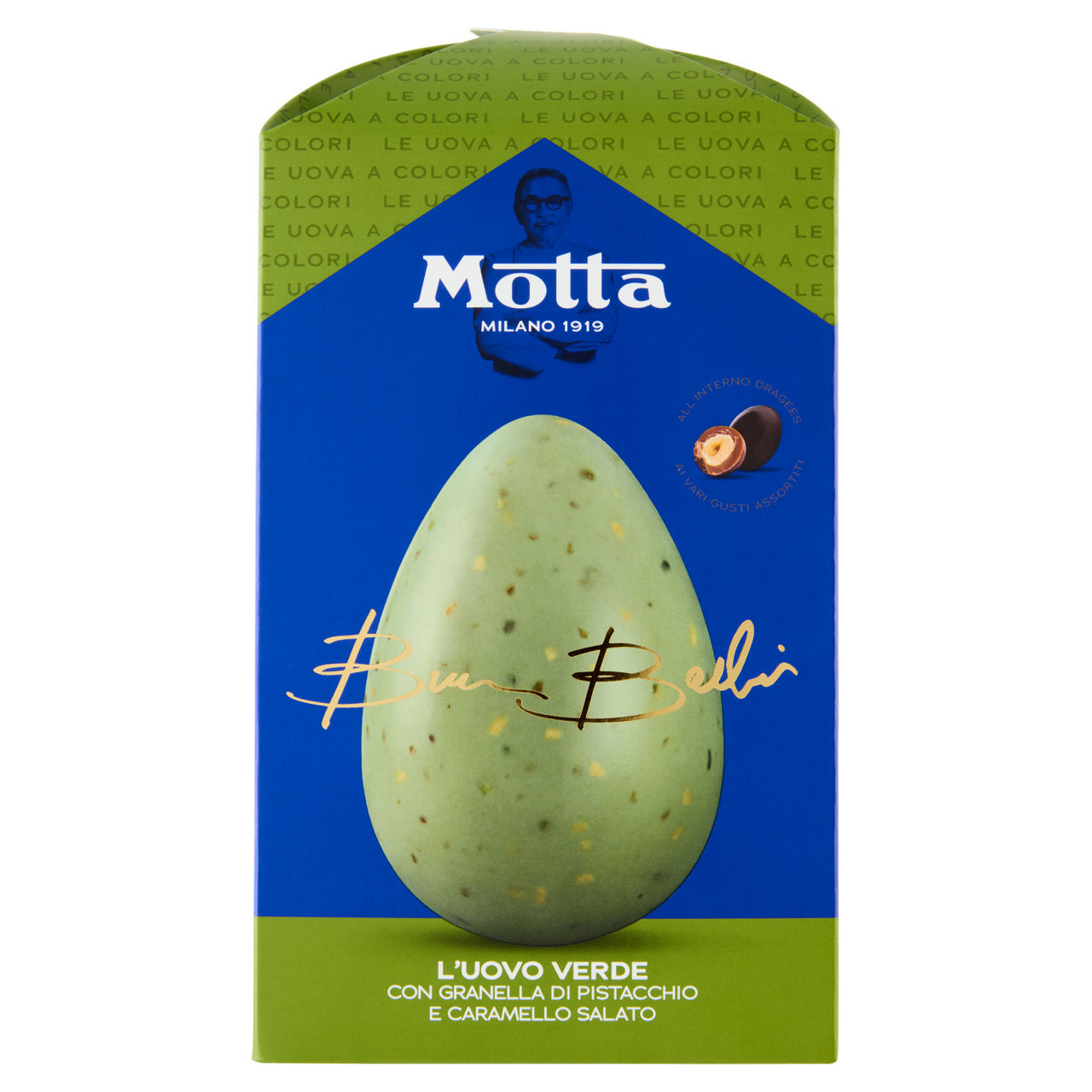 Uovo Verde con granella di pistacchio e caramello salato 220 gr